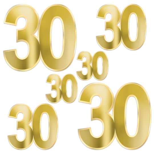 Beistle Gold Foil 30th Birthday Cutouts, 12ct.